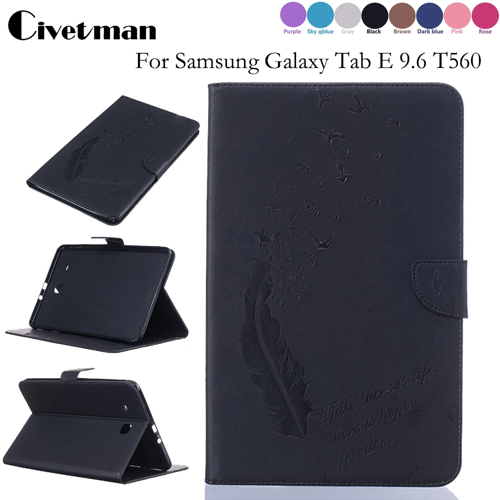 

Tablet Case Folding Flip Wallet PU Leather Stand Cover Case For Samsung Galaxy Tab E 9.6 T560 SM-T561 T565 Holder Protection