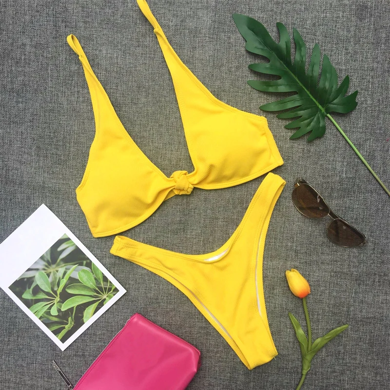 Mujeres Sexy Traje De Baño Bikini Amarillo Brasileiro 2019 Ropa De Modesto Trajes De Baño Chica Caliente Tankini Diminuto Halter Tanga Azul Conjunto 7,14 € | DHgate