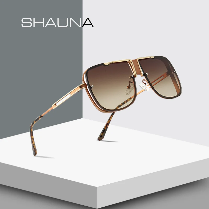 

SHAUNA Fashion Men Square Sunglasses Brand Designer Gradient Sun Glasses
