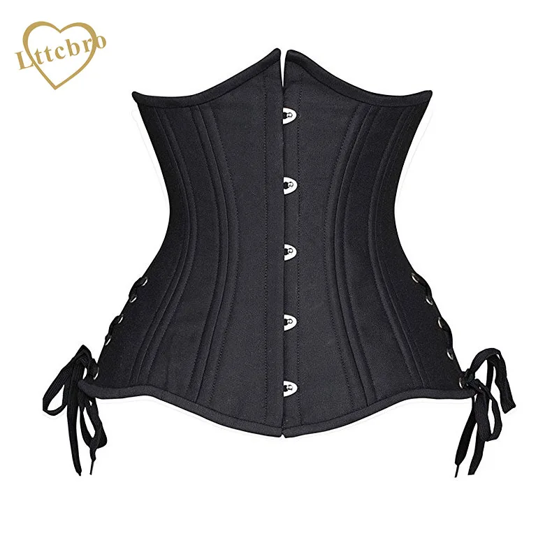24 Double Steel Boned Longline Heavy Duty Waist Corset Shaper Underbust Corset Bustier Black 24 Double Steel Boned Longline Heavy Duty Waist Corset Shaper Underbust Corset Bustier Black