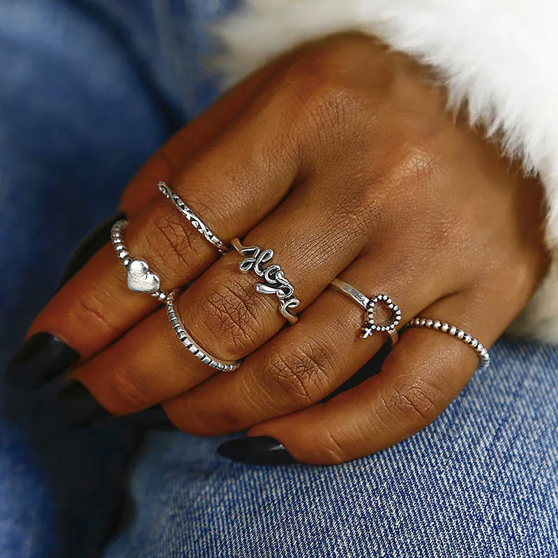 

NJ13 Crystal Wedding Rings Hollow Heart Statement Cubic Ziron Knuckle Ring Women Party Jewelry Valentine's Day Gift