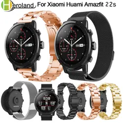 22 мм нержавеющая сталь Миланский Браслет для оригинальный Xiaomi Huami Amazfit Stratos 2 2 s умный ремешок для часов 2018 Ремешок Браслет