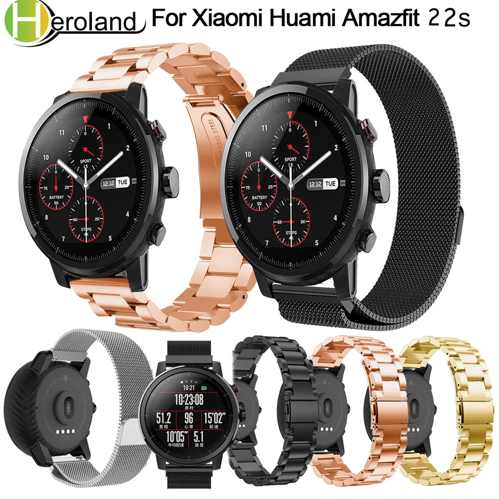 

22mm Stainless Steel Milanese Wristband for Original Xiaomi Huami Amazfit Stratos 2 2s smart watchBand 2018 band strap bracelet