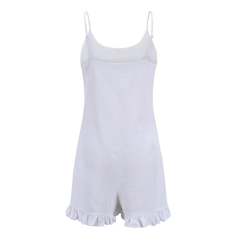 Forefair Sexy jumpsuit Shorts White Ruffles (1)