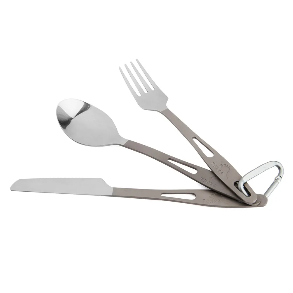 TOAKS de titanio 3-Pcs/Set cuchara tenedor Cuchillo ultraligero de Camping al aire libre cubiertos utensilio conjunto 49g SLV-02 TOAKS de titanio 3-Pcs/Set cuchara tenedor Cuchillo ultraligero de Camping al aire libre cubiertos utensilio conjunto 49g SLV-02