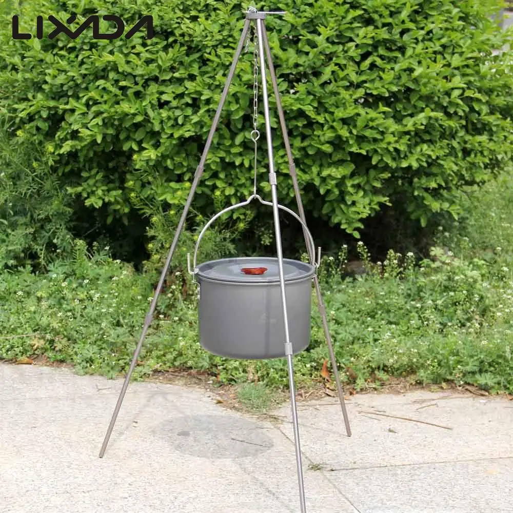 

Outdoor Cooking Tripod For Camping Picnic with Storage Bag Cooking Rack For Hiking Signseesing Picnic Cook Water Boil Pot Riser