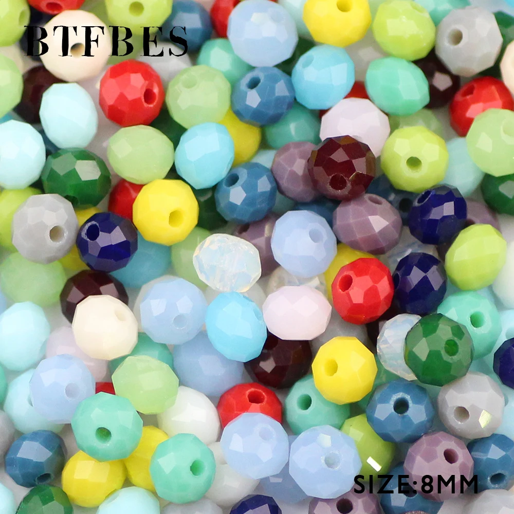 

BTFBES 8*6mm 30pcs AB Austrian crystal beads Faceted ceramic Made Earrings Pendant Loose beads for jewelry Bracelet Making DIY