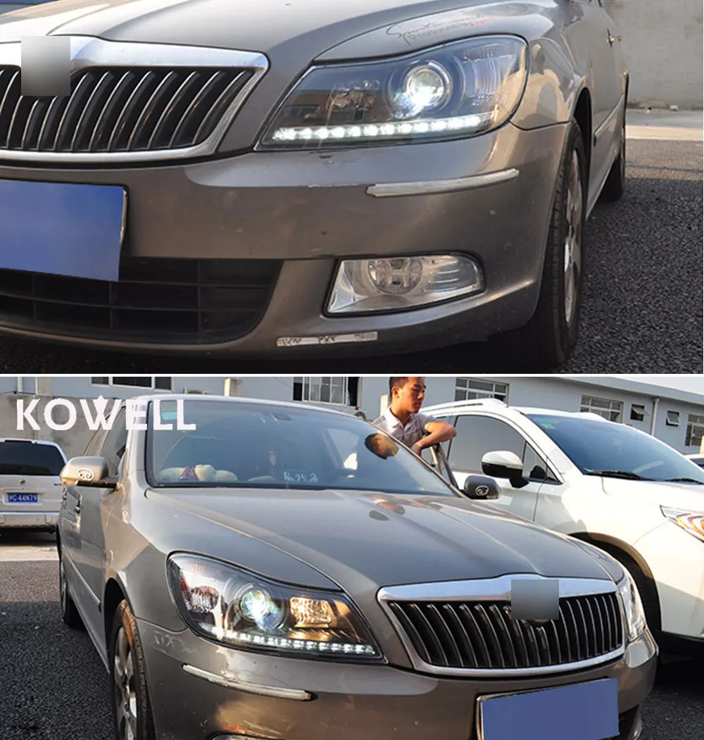 KOWELL автомобильный Стайлинг для Skoda octavia фары 2009-2012 для octavia фары светодиодные DRL передние Биксеноновые линзы двойной луч HID комплект