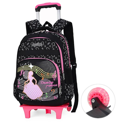 GRADE 2-6 Kids Trolley Schoolbag Luggage Book Bags boys girls Backpack Latest Removable Children School Bags 2/6 Wheels - Цвет: DD121102BL