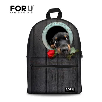

FORUDESIGNS Newest animal print schoolbag for students girls boys pet dog mochila bags children canvas book bag stylish backpack