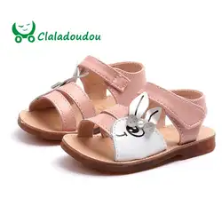 Claladoudou 12-14 см бренд милый мультфильм девочек Летняя обувь из натуральной кожи малышей мягкой Туфли без каблуков сандалии для детская обувь