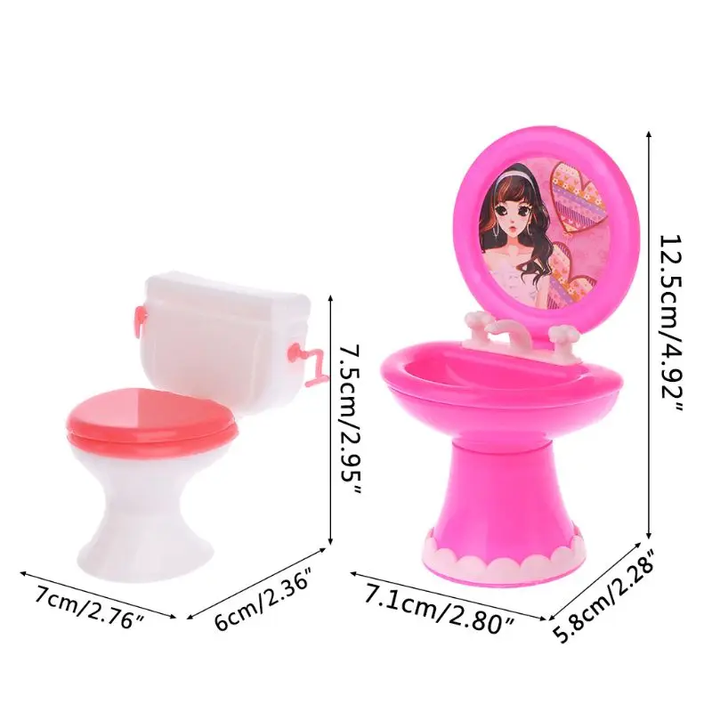 1 مجموعة لطيف حوض غسيل المرحاض إكسسوارات دمي الحمام غسل الأجهزة دمية الأثاث البلاستيك الاطفال دمية ألعاب أطفال لعبة