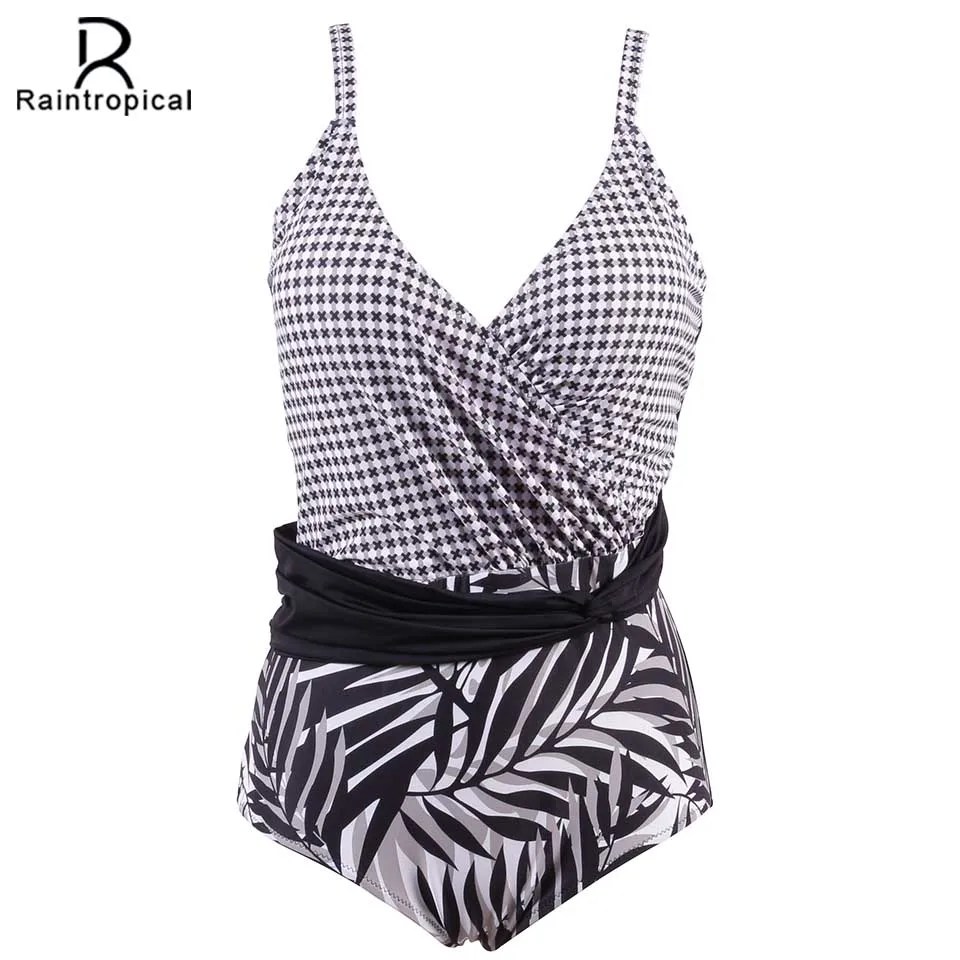 Raintropical 2019 New One Piece Swimsuit Women Vintage Bathing Suits Halter Top Plus Size Swimwear Sexy Monokini Beach Wear Raintropical 2019 New One Piece Swimsuit Women Vintage Bathing Suits Halter Top Plus Size Swimwear Sexy Monokini Beach Wear