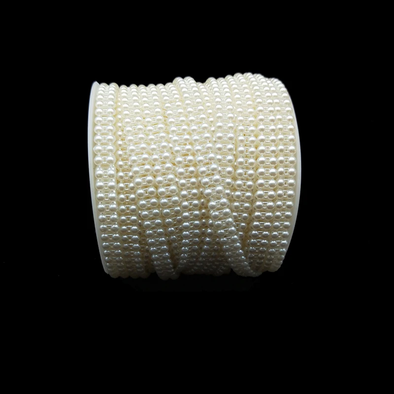 5 Yards Half Pearl Beads 4mm Two Rows Round Beads Diy Crafts Supplies Decoration Wedding Accessories Bridal Dresses Jewelry