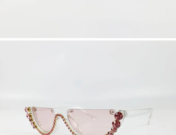 Роскошный с плоскими стеклами и половинной рамкой солнцезащитные очки с бриллиантами для женский, черный винтажная, брендовая, дизайнерская Для мужчин солнцезащитные очки UV400 маленькие линзы Sexy FML