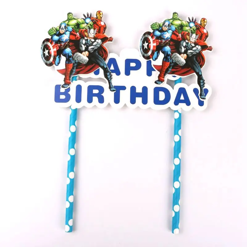 

1set Avengers Happy Birthday Cake Cupcake Topper Kids Baby Shower Birthday Party Decoration Supplies