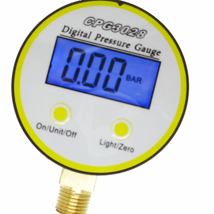 0-10bar G1/4 латунный порт на батарейках цифровой манометр, давление газа psi/Bar/кг/м2/кПа CPG3028