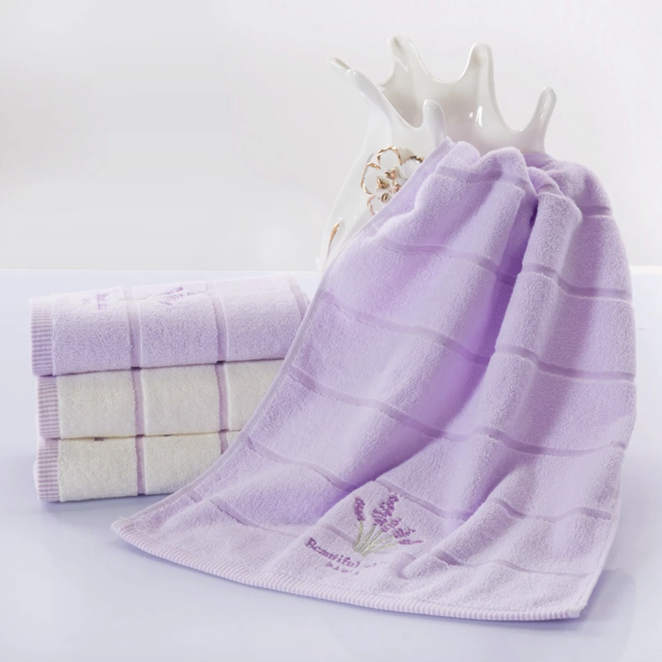 2pcs/lot Lavender Embroidered Face Towel 34x76cm Face Towel Bathroom Beauty Towel High Quality