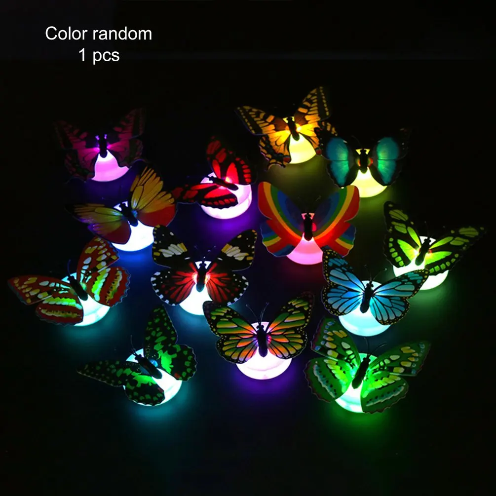 Креативный милый 3D бабочка светодиодный свет изменение цвета Ночной Свет домашний стол Настенный декор для спальни гостиная