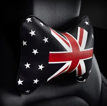 

2 Pieces Universal Car Interior Cushions 3 Patterns Headrests pillow English Flags Waist Back Selected Leather