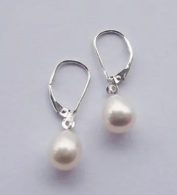 

Free shipping 8-9mm White Akoya Cultured Pearl Earring AAA+ 6.10