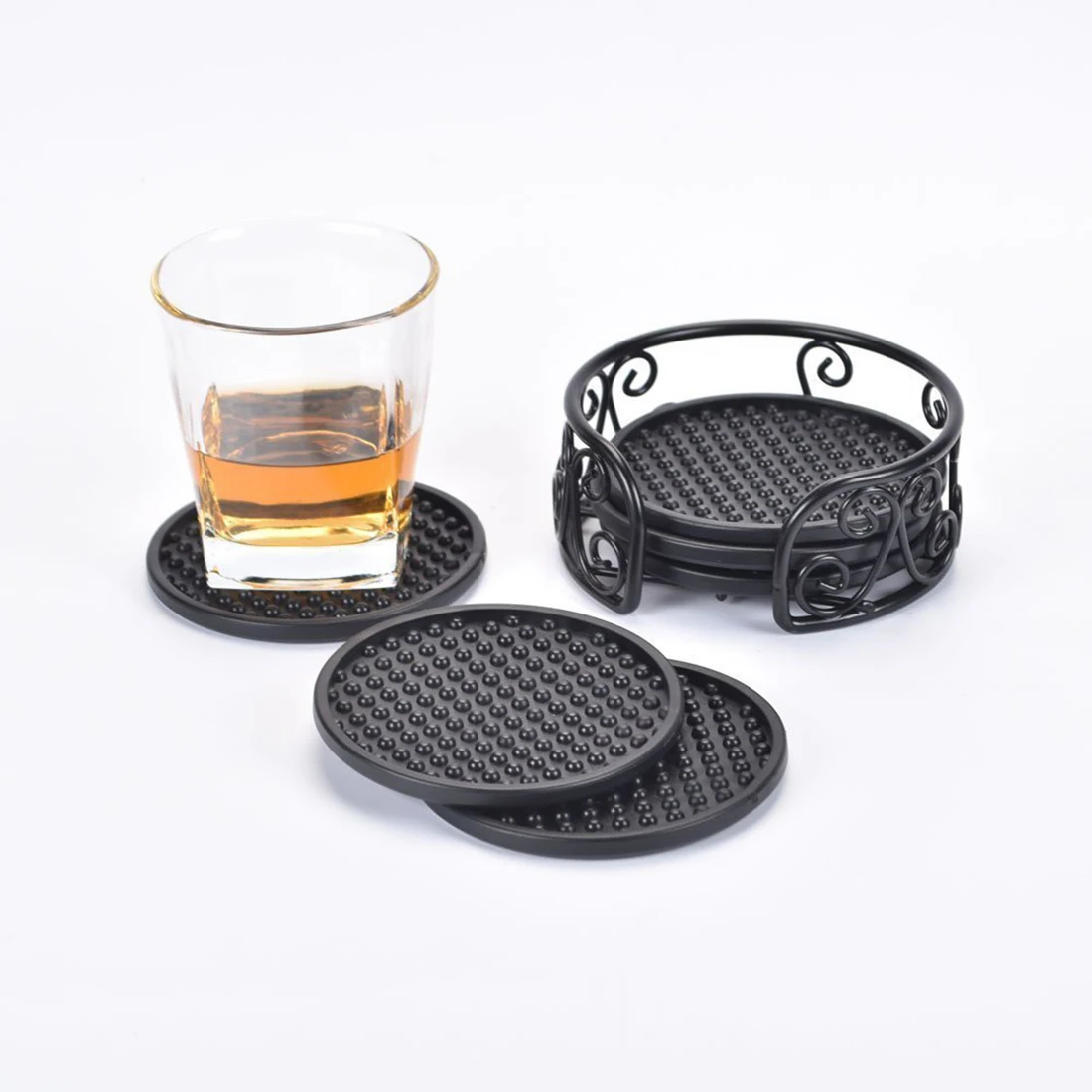 Buy 6Pcs Cup Mat Non Slip Leakproof Beverage Coaster Round Placemat With Holder