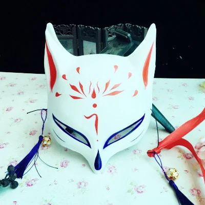 Красочные ПВХ лисицы маски маска кицунэ для косплея и маскарада Хэллоуин вечерние Onmyoji лиса маска японские аксессуары мультфильм косплей аниме