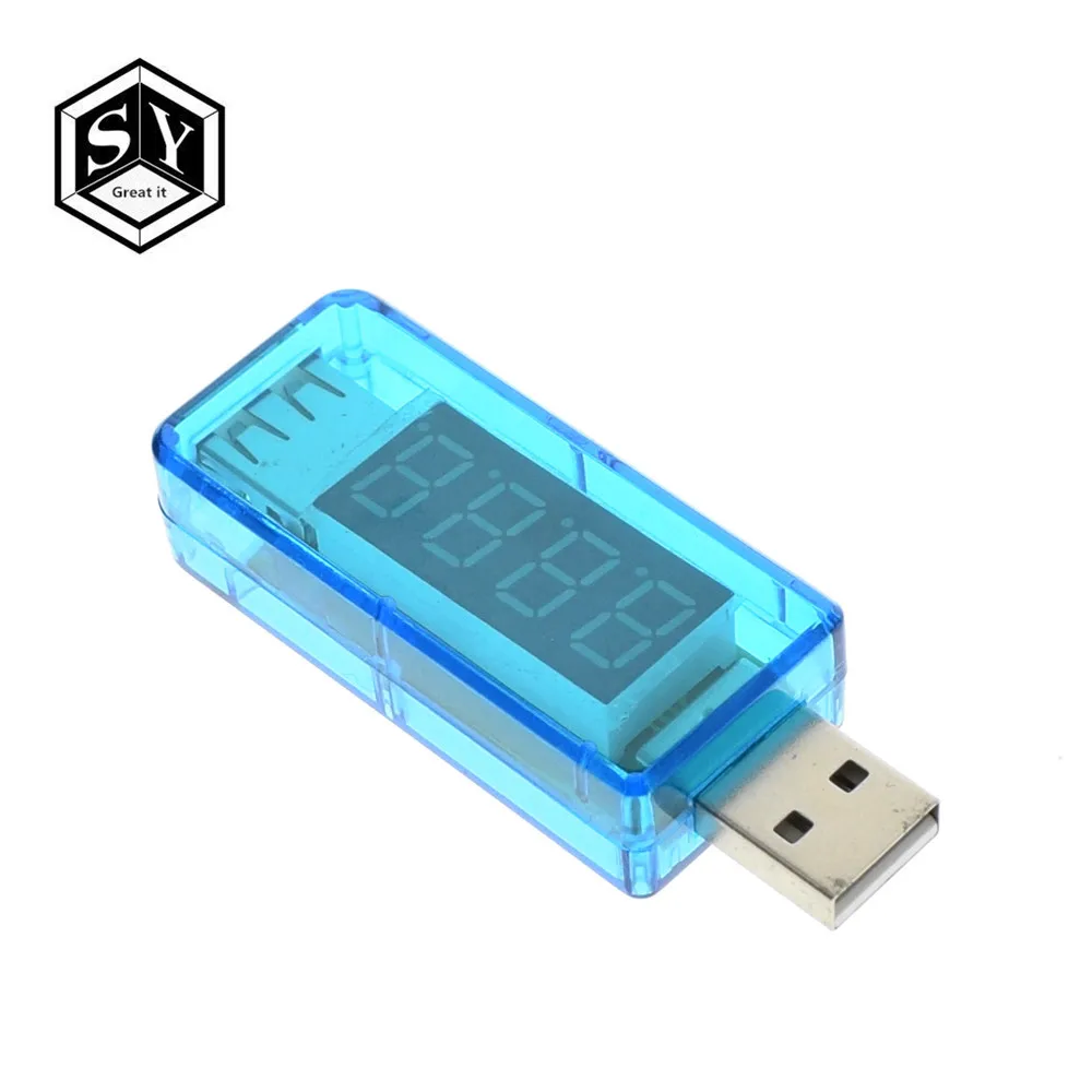 

1PCS Digital USB Mobile Power charging current voltage Tester Meter Mini USB charger doctor voltmeter ammeter Straight blue