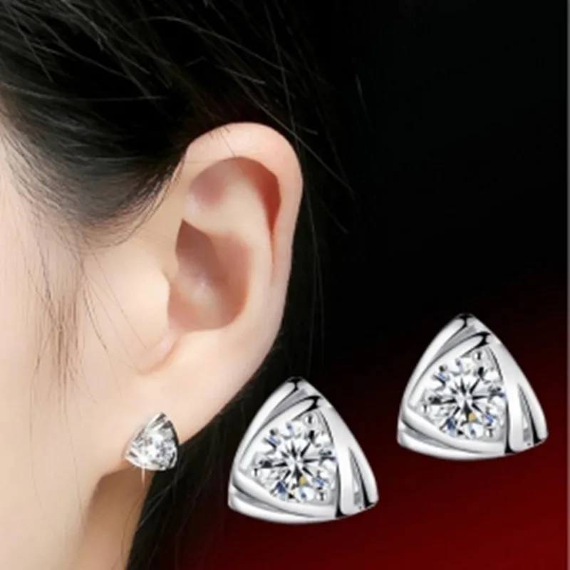 

2019 Hot gift Arrivals Fashion Personality Geometric Triangle Stud Earrings For Women Gifts Crystal Jewelry Earrings Wholesale