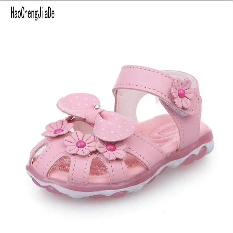 

2018 Summer Fashion Girls Pink Sandals Led Baby Soft Leather Sandals Luminous Lighting Beach White Sandal Shoes EU Size 21-25