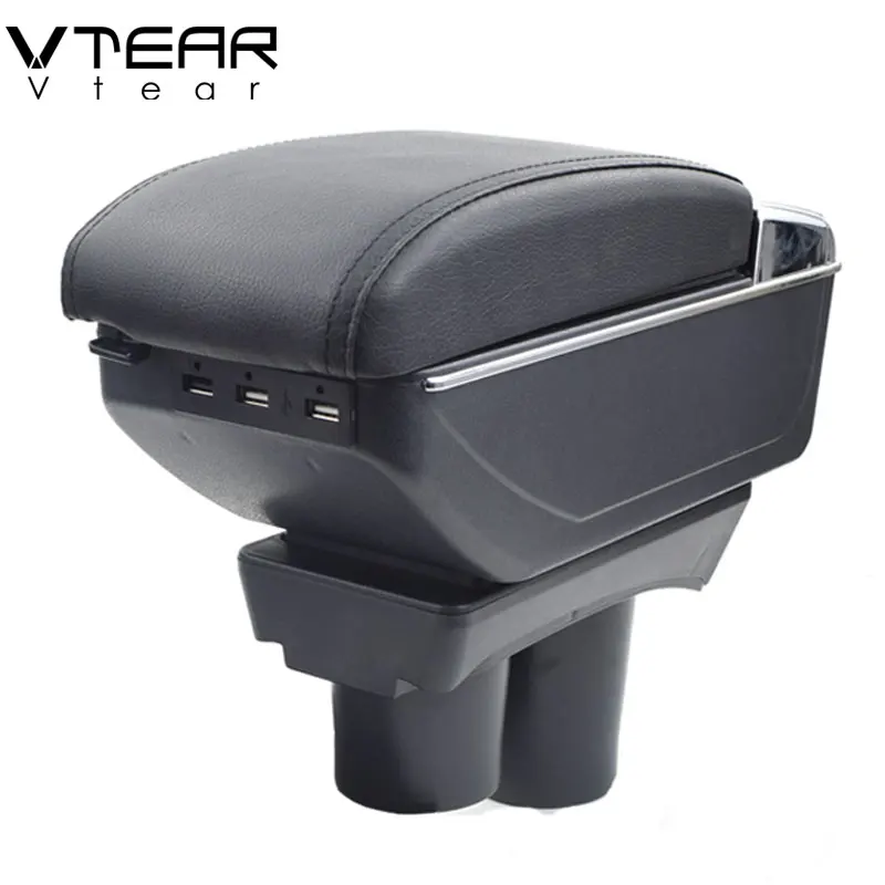 

Vtear For Citroen c-elysee armrest box USB Charging interface heighten central Store content box cup holder ashtray accessories