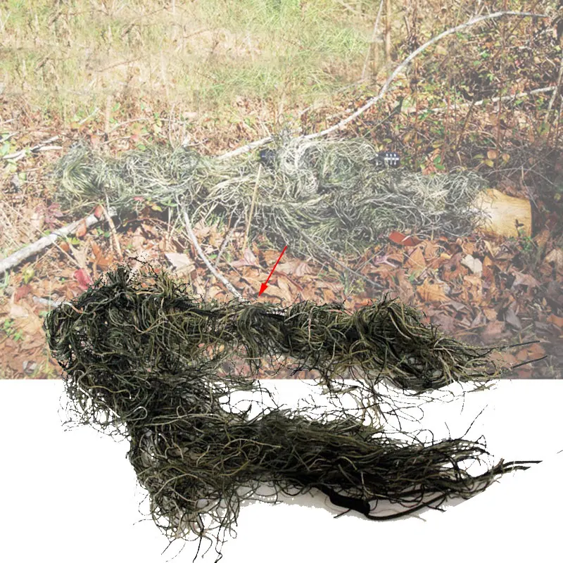 Камуфляж лес Охота Ghillie костюм камуфляж 3D винтовка пистолет обёрточная бумага чехол использовать эластичный ремень для снайперской охоты пейнтбольной игры