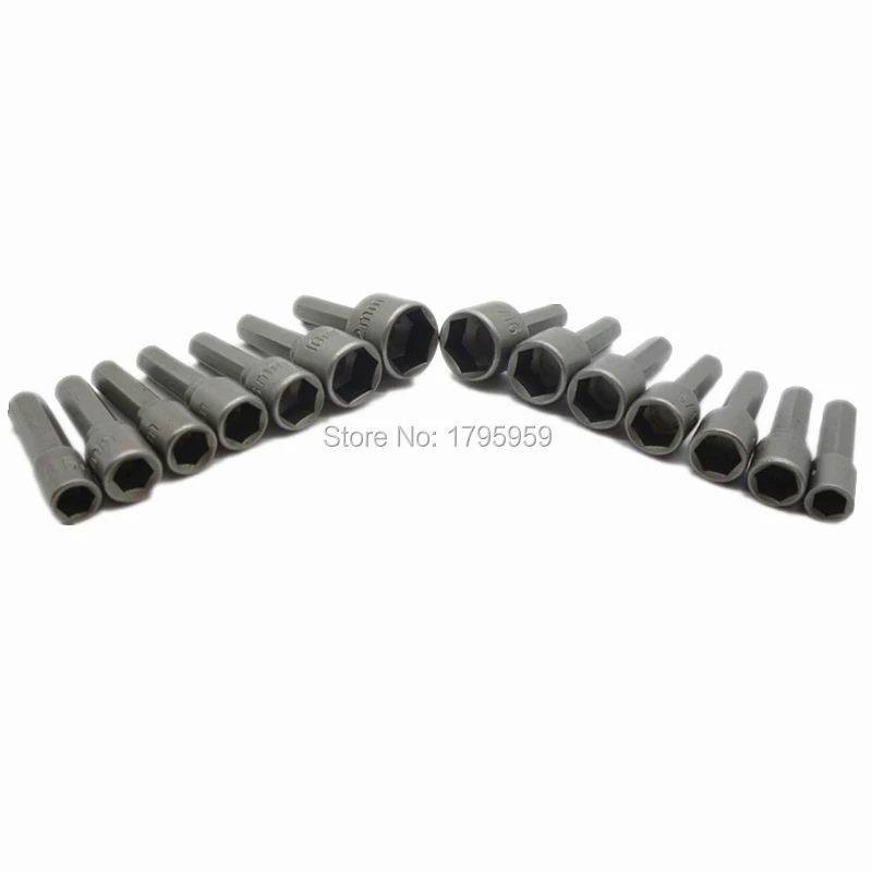 14 pc Hex Shank Power Nut Driver Bit Set Metric  SAE Standard