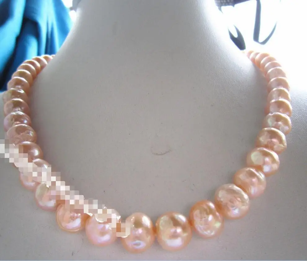 

Hot selling free shipping*******FASHION 17" 11-10 MM SOUTH SEA NATURAL Pink PEARL NECKLACE 14KGP GOLD CLASP