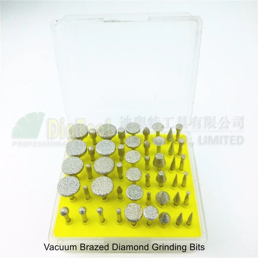 50pcs/set mini brazed diamond burrs for stone, Diamond grinding head,  engraving bits, single blister 