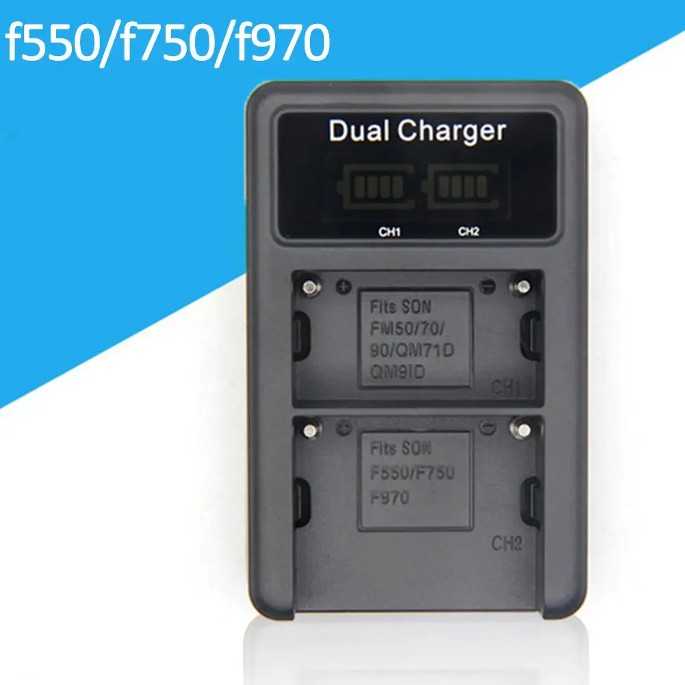 

NP-F550/750/970 USB Dual Channel Quick Charging Camera Digital Battery Charger