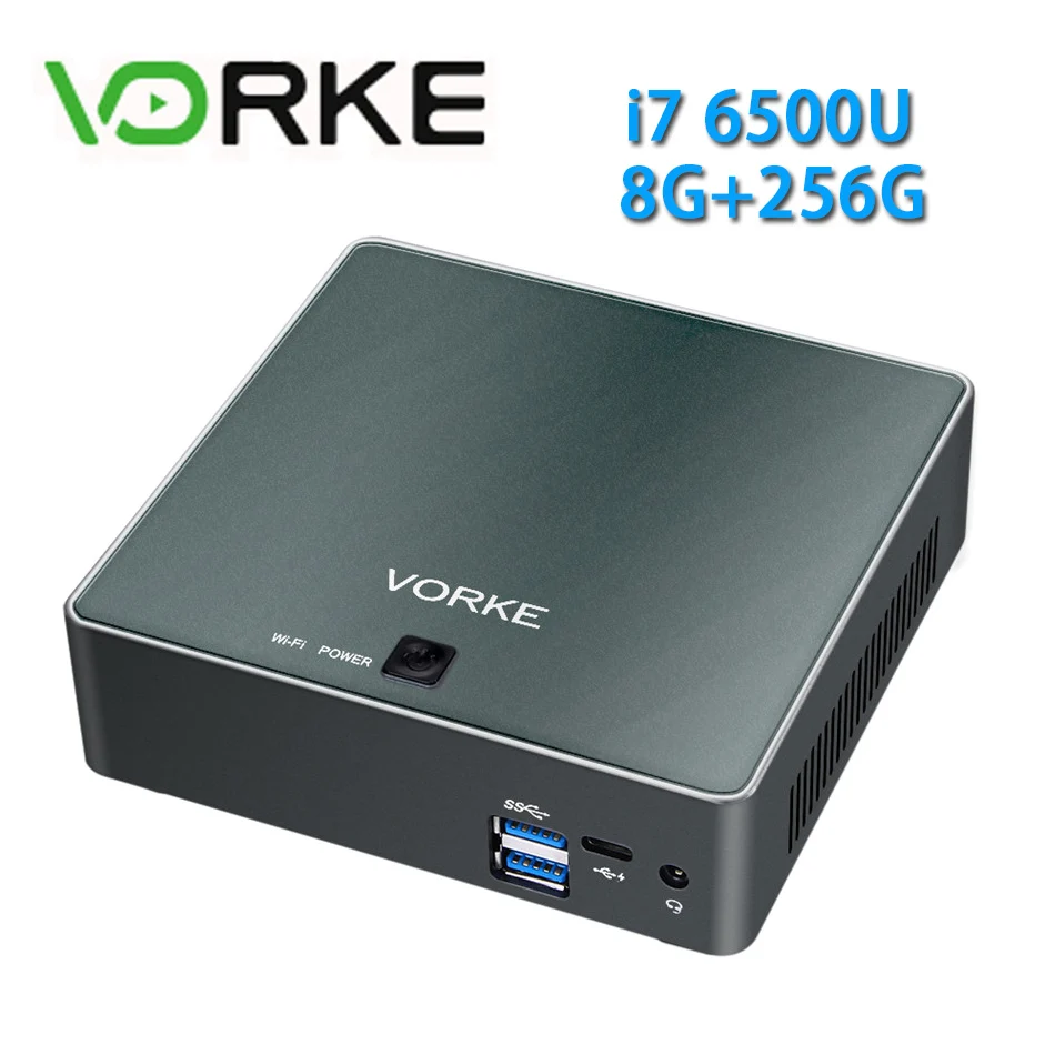 

VORKE V2 Ultra Compact PC for Intel Skylake I7-6500U Ubuntu 16.04 8G DDR3L 256G SSD 802.11AC WIFI Gigabit LAN HDMI USB3.1 Type