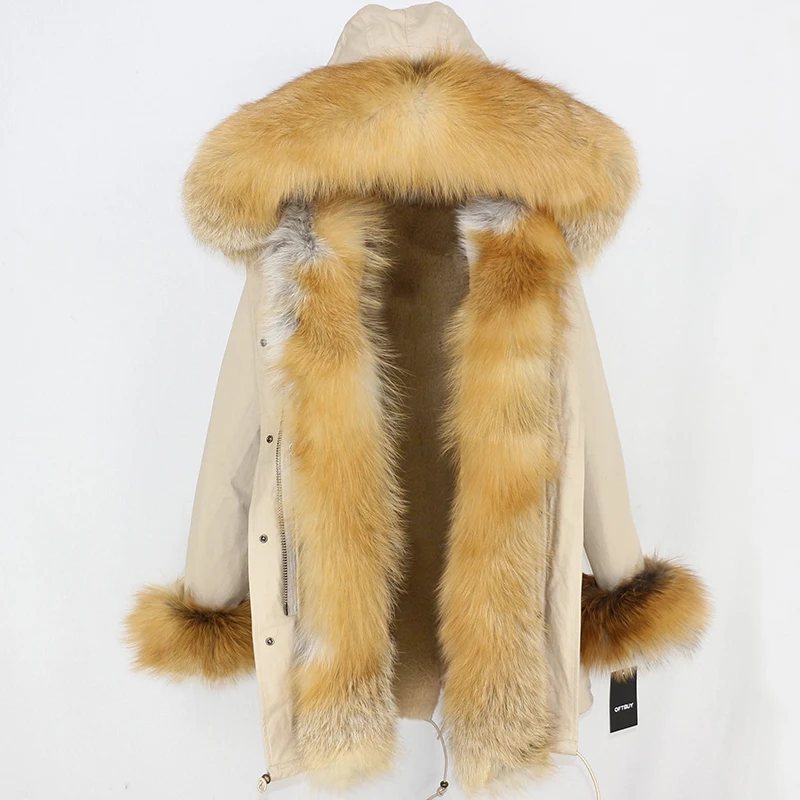 Женское пальто со съемной подкладкой OFTBUY длинная парка с капюшоном отделанным