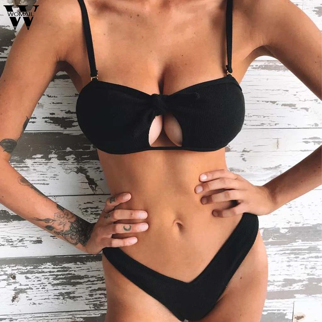 

Women Girls Solid Padded Bow jumpsuits Sexy Swimsuit birds Printed Summer Bathing Suit Swimwear Retro Bathing