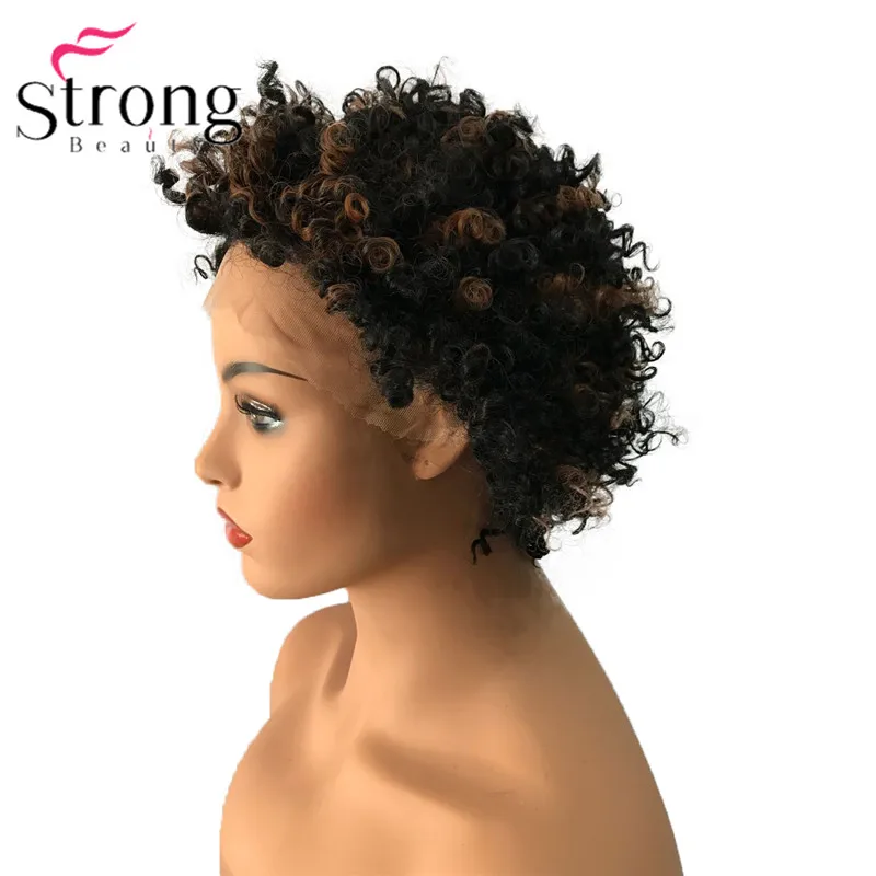 StrongBeauty кружевной передний короткий черный выделенный кудрявый афро высокий