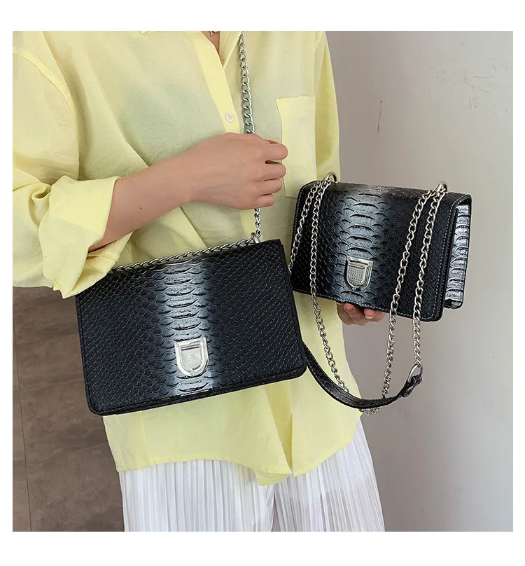 Retro Alligator Handbag Fashion Women Hasp Chain Messenger Bags Clutch Wedding Party Purse Slung Flap Small Square Bag