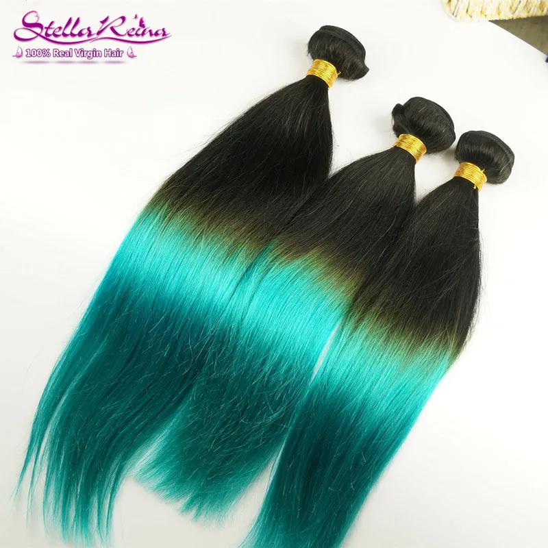 Newest Fashion 7a Ombre Teal Hair Extension 3 Pcs Bundles