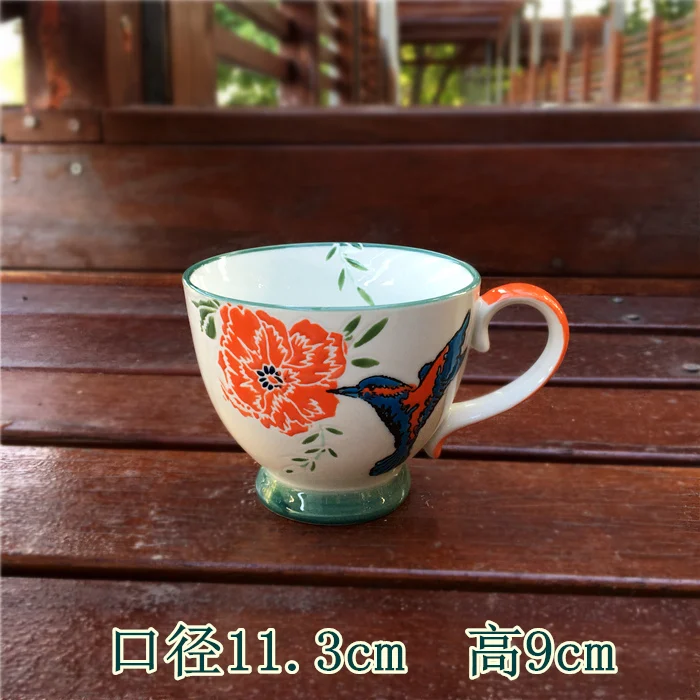 Нордическая ручная роспись характерная чашка для завтрака из молочных злаков красная большая емкость керамические чашки для кофе 400 мл