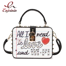 Роскошная Модная женская сумочка с буквами и бриллиантами в форме коробки, вечерние сумочки, сумка через плечо из искусственной кожи, женская сумка через плечо