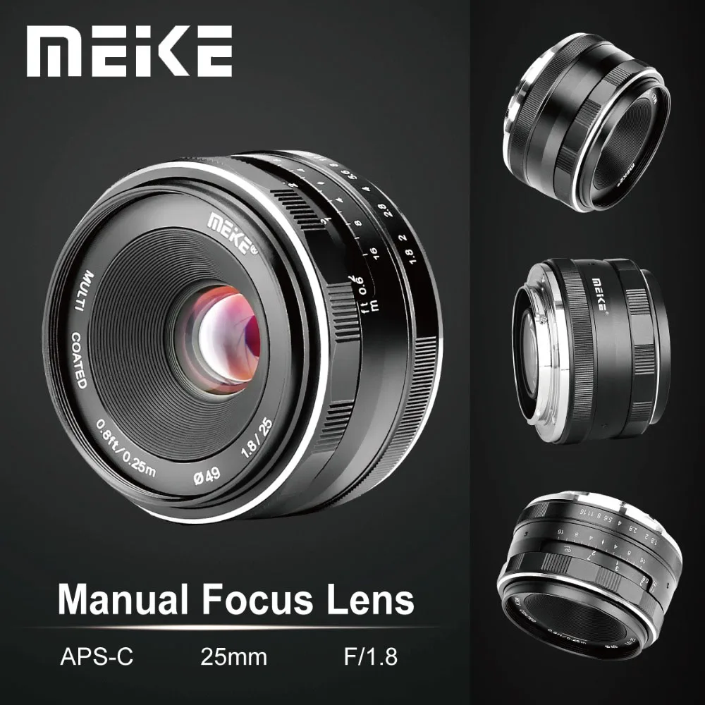 Meike с фокусным расстоянием 25 мм f/1,8 Широкий формат объектив APS-C ручной для nikon 1 J1 J2 J3 J4 J5 V1 V2 V3 V4 беззеркальных камер