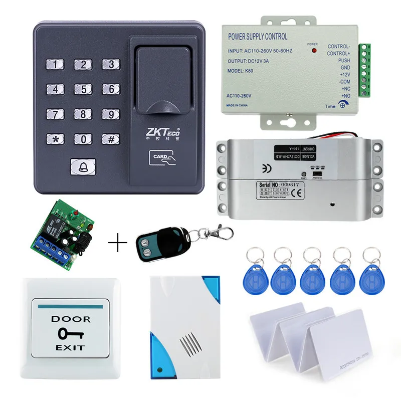 

X6 Fingerprint Access Control Keypad Kit Biometric Scanner for Electric Door Lock NC Type+ DC 12V/3A Power Supply+125KHz Key Tag
