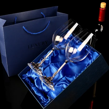 

Europe enamel plating Crystal wine glass Decanter high quality Lead-free Goblet champagne glasses Home Wedding Drinkwar Gift box