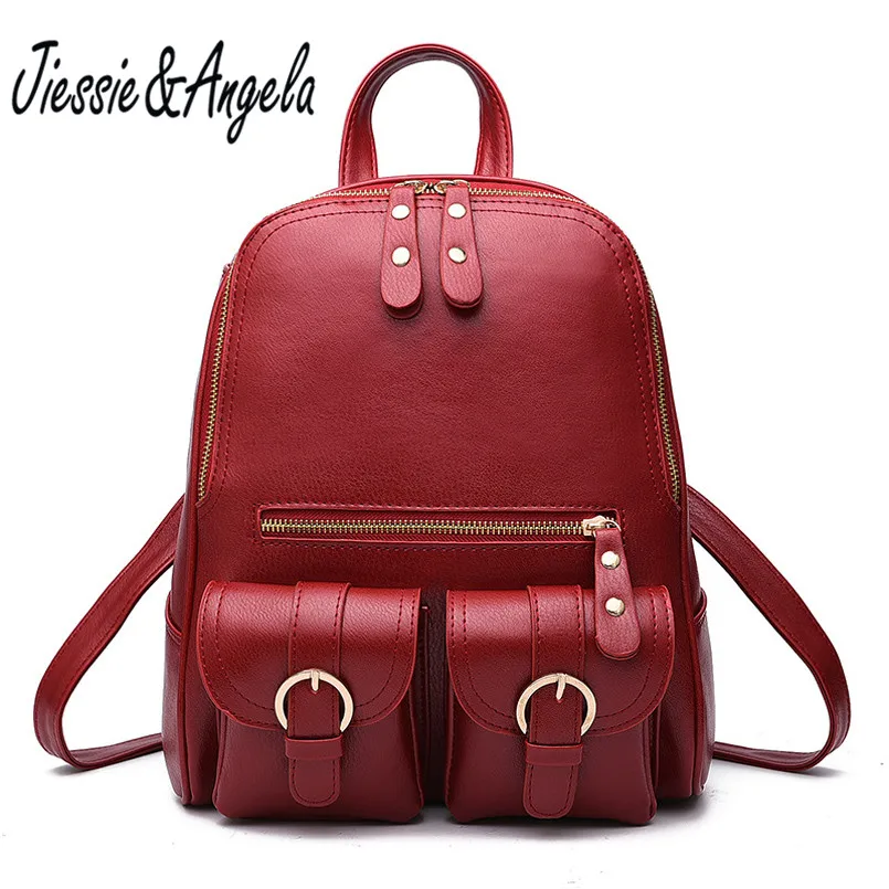 Jiessie Angela Fashion Brand Women Backpacks For Teenage Girls High Quality Shoulder Bag Female Zipper School