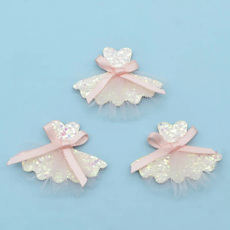 

10Pcs Glitter Ballet Skirt Padded Patches Bow-tie Mesh Dress Appliques for DIY Clothes Shoes Crafts Hat Headwear Accessories G86