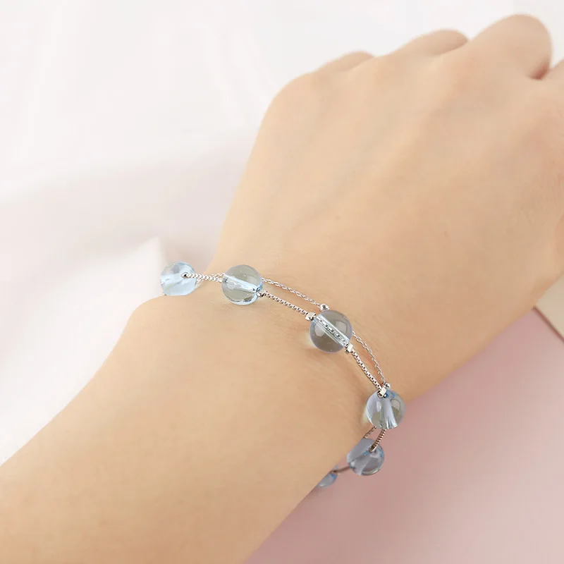 Sansummer New Hot Fashion Pink Blue Transparent Glass Beads Cool Simple Wizard of Oz Girls Pop Bracelet For Women Jewelry 544